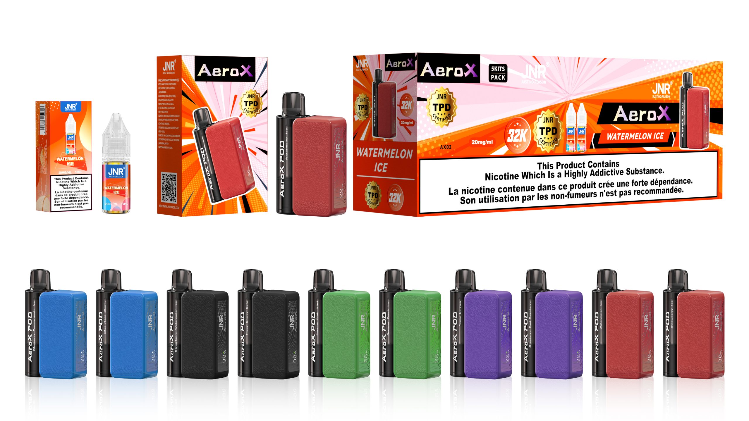 ilikevape.com JNR Areo X 32K(32000) Puffs Magnetic Refill Smart Screen 2% 5% Nicotine 850mAh Battery Disposable Vape