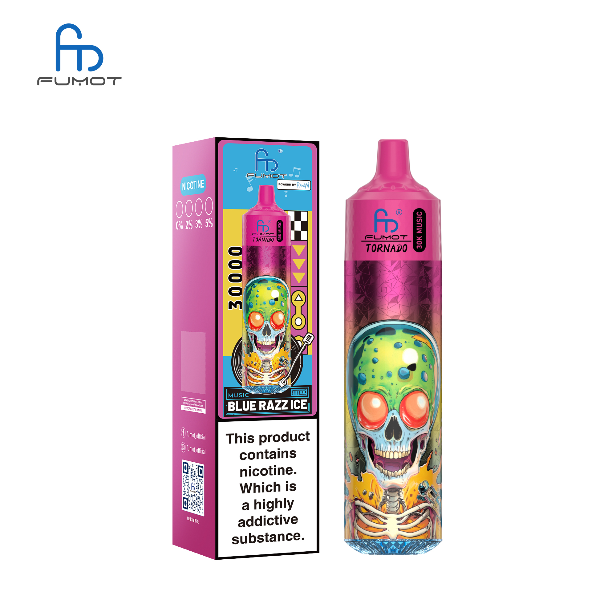 ilikevape.com RANDM Fumot Tornado 30K(300000) Puffs Music Lighting 2% 5% Nicotine Type-C Charging 30mL of E-liquid Disposable Vape